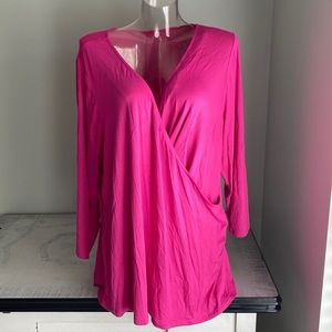 NWT Lane Bryant Illusion Collection faux wrap top. Sz 26/28